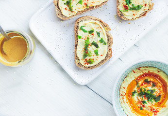 sandwiches with hummus and tahini