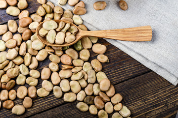 dry beans in a spoon