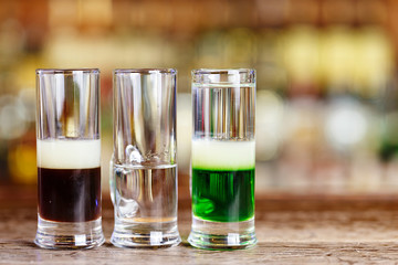 Seperated cocktails on the bar