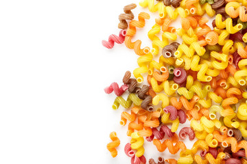 colorful pasta on a white background