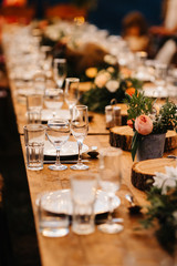 Banquet hall for weddings with decorative elements