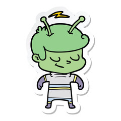 sticker of a friendly cartoon spaceman