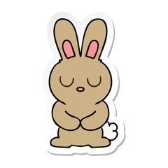 sticker of a quirky hand drawn cartoon rabbit