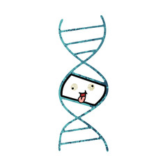retro illustration style cartoon DNA strand
