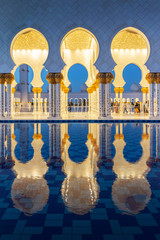 Sheikh Zayed Grand Mosque in Abu Dhabi near Dubai at night, United Arab EMirates