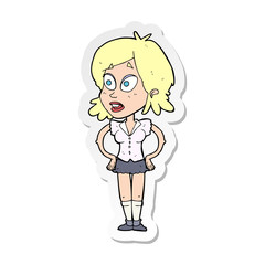 sticker of a cartoon woman with hands on hips