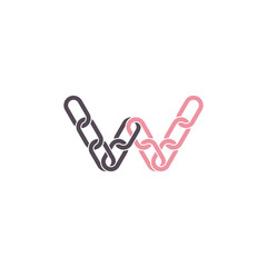 connection link letter w chain vector logo