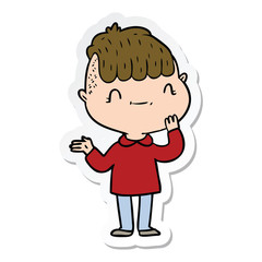sticker of a cartoon friendly boy