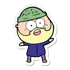 sticker of a cartoon surprised bearded man