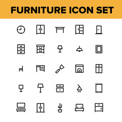 Furniture Line Icon Set