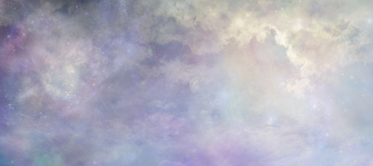 Heavens above concept background banner - beautiful blue lilac light filled heavenly ethereal cloudscape depicting the heavens above 