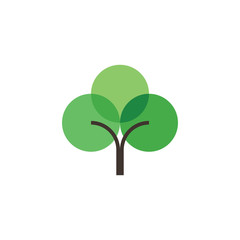 geometric flat green tree logo icon element