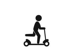 Man on Scooter vector web icon isolated on white background, EPS 10, top view