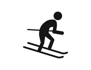 Skiing, Skier skiing downhill vector web icon isolated on white background, EPS 10, top view