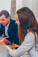 Workers looking at the diagram