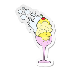 sticker of a cartoon cold ice cream