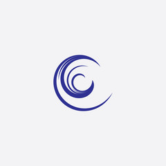 water wave letter c icon symbol