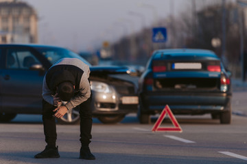 Driver looking shaken after accident
