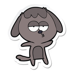 sticker of a cartoon bored dog