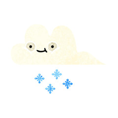 retro illustration style cartoon snow cloud