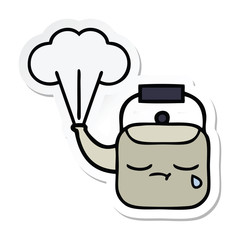 sticker of a cute cartoon steaming kettle