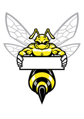muscular wasp hornet holding the banner