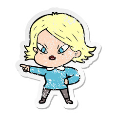 distressed sticker of a cartoon stressed woman
