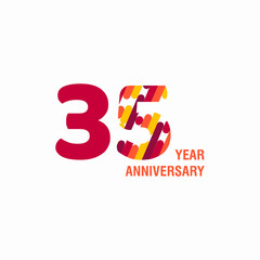 35 Year Anniversary Purple Vector Template Design Illustration