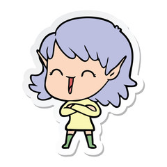 sticker of a cartoon elf girl