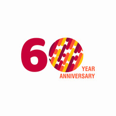 60 Year Anniversary Purple Vector Template Design Illustration