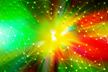 Network Connection on moving abstact vivid colorful background, Technology and Digital Network Concept