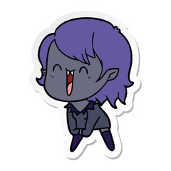 sticker of a cute cartoon happy vampire girl