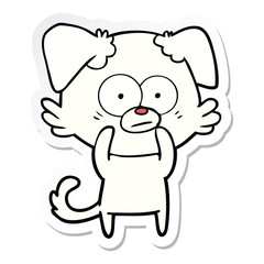 sticker of a nervous dog cartoon