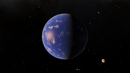 Exoplanet 3D illustration Second Earth (Elements of this image furnished by NASA)