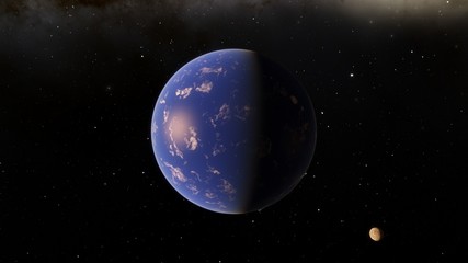 Exoplanet 3D illustration Second Earth (Elements of this image furnished by NASA)