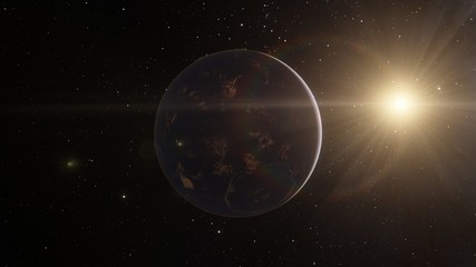 Exoplanet 3D illustration Second Earth (Elements of this image furnished by NASA)