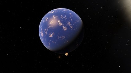 Exoplanet 3D illustration Second Earth (Elements of this image furnished by NASA)
