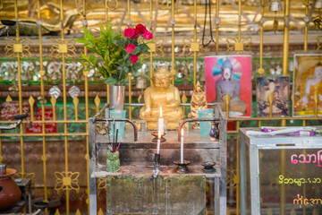A view of reclining buddha temple in Yangon, Myanmar.