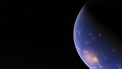 Exoplanet 3D illustration Second Earth (Elements of this image furnished by NASA)