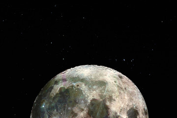 Equinox supermoon raising in the night sky. Some elements of the image are furnished by NASA.