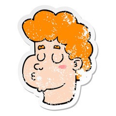 distressed sticker of a cartoon male face
