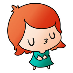 gradient cartoon of a cute kawaii girl