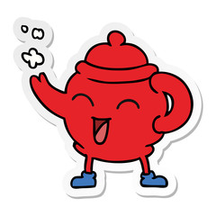 sticker cartoon doodle of a blue tea pot