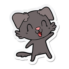 sticker of a laughing cartoon dog