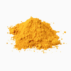 Heap of turmeric powder isolated on white background.