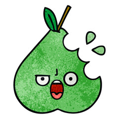 retro grunge texture cartoon green pear