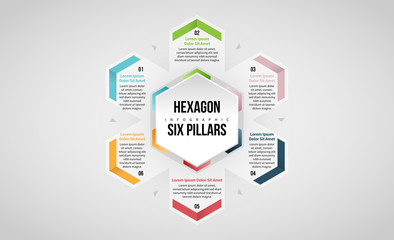 Hexagon Six Pillars Infographic