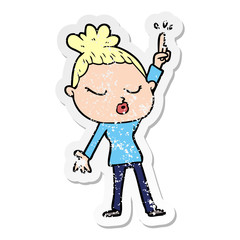 distressed sticker of a cartoon calm woman