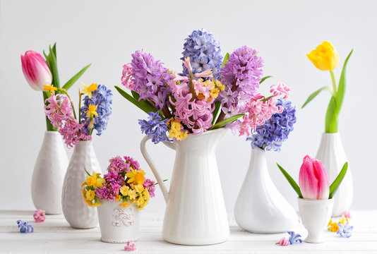 Beautiful spring flowers bouquets