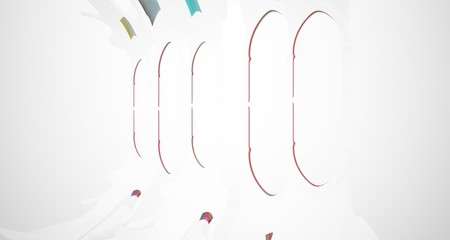 Abstract white and colored gradient smooth glasses gothic interior. 3D illustration and rendering.